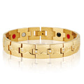 Gold Color Stainless Steel 4 In 1 Magnetic Therapy Bracelet for Man Arthritis Pain Relief and Carpal Tunnel Men's Boys