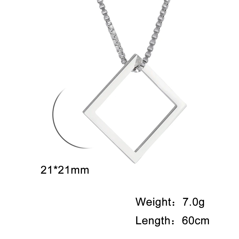 My Shape Punk Triangle Square Stacking Necklaces for Men Stainless Steel Geometric Pendant Necklace Fashion Male Hip Hop Jewelry