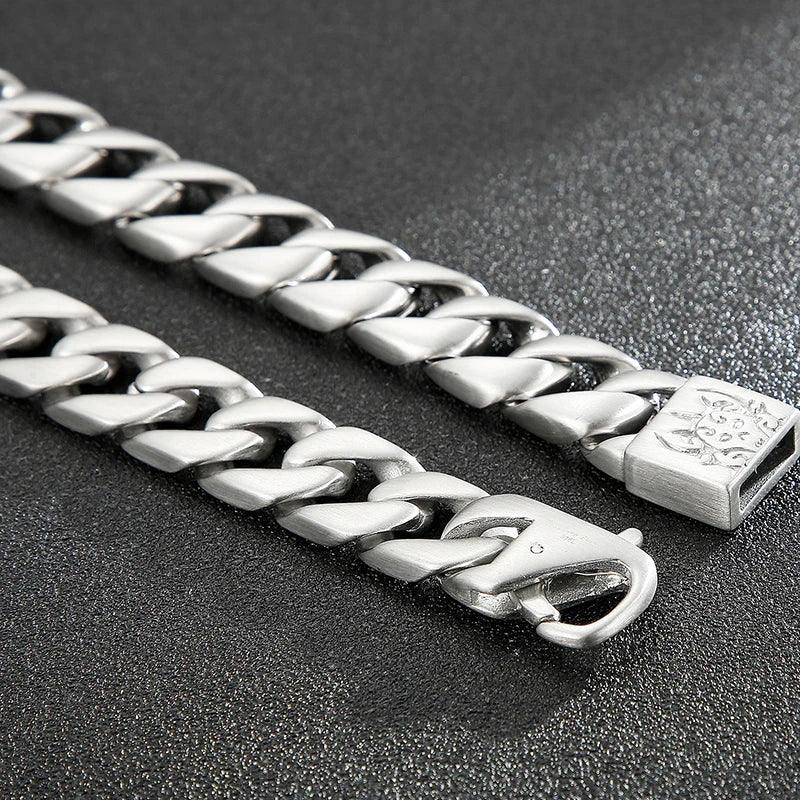 Matte Stainless Steel Men's Wrist Bracelet for Man 15MM Wide Iron On Hand Chain Bracelets Homme Bangle Bikers Jewelry
