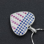 American Flag Heart Pendant — 925 Silver