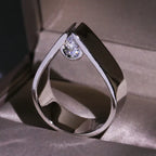 Luxury Male white gold Ring Square Crystal white Zircon Stone Ring Wedding Bands Promise Love Engagement Ring