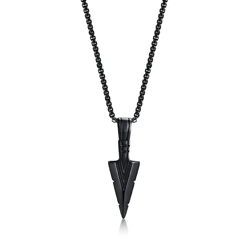 Arrowhead Tribal Spear Pendant — Stainless