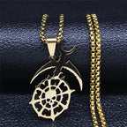 Gold Statement Long Pendant Necklace — Stainless Steel
