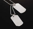 Double Dog Tag ID Pendant Necklace 24 Inch — Stainless Steel