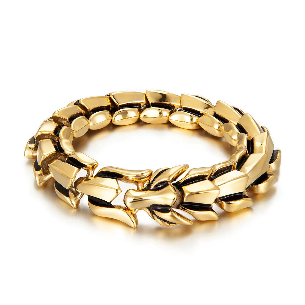 Punk Rock Viking Cuban Curb Bracelet Wrist Men Retro Hiphop Stainless Steel Charm Chain Male Dragon Bracelets Bangle