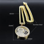 Double Layer Stainless Steel Virgin Mary Medal Pendant Necklace Women/Men Gold Color Long Chain Necklaces Jewelry