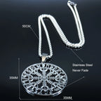 Viking Compass Helm Rune Amulet Necklace Silver Color Stainless Steel Symbol of Protection Necklace Pagan Jewelry