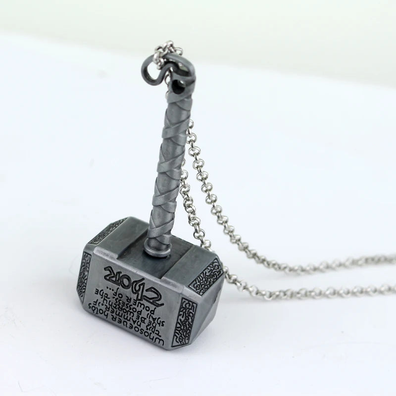 Superhero Thor Necklace Thor's Hammer Mjolnir Pendant Neck Chain Men's Trend Accessories