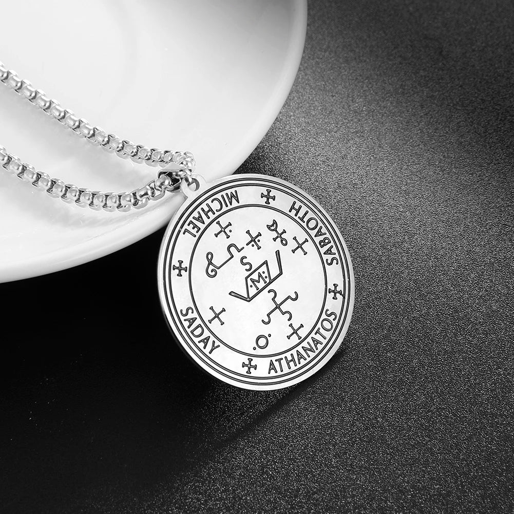 COOLTIME Supernatural Amulet Men Pendant Necklace Stainless Steel Archangel Michael Raphael Uriel Gabrie Angel Talisman