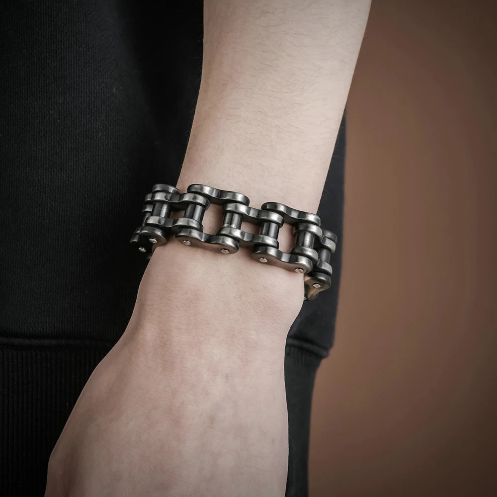 22/24CM Long 21MM Wide Bracelet Men Rock And Roll Motorcycle Chain Men's Bracelets Heavy Stainless Steel Bangles Biker