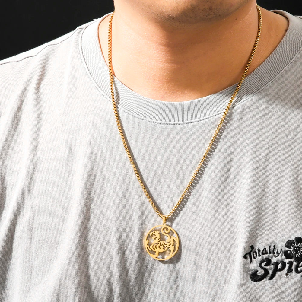 Chinese Mythical Totem Beast Symbol Pendant Necklace Men Talisman Animal Necklace Stainless Steel Amulet Jewelry Gift