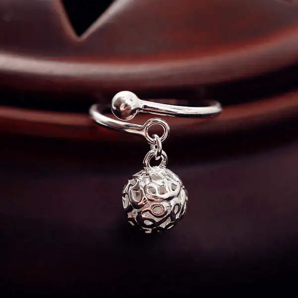 100% Real Pure 925 Sterling Silver Hollow Ball Rings For Women Statement Jewelry Finger Ring anillos mujer Bijoux