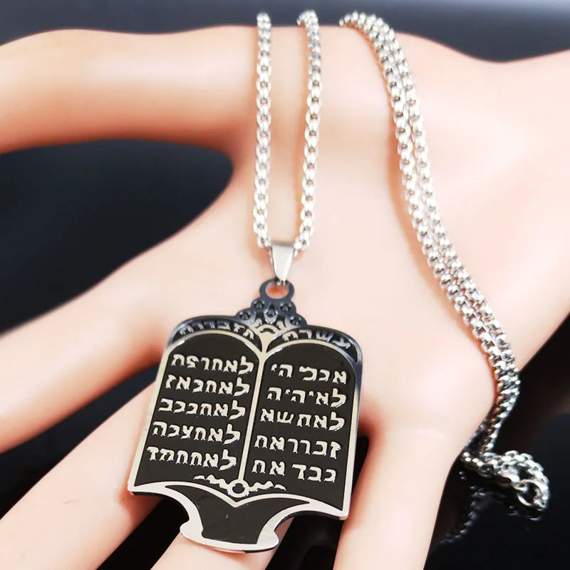 Hebrew Prayer Torah Scroll Necklace — SS