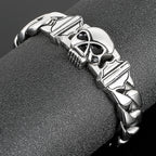 Fongten 22cm Skull Cuban Chain Bracelets For Men Stainless Steel Skeleton Curb Men Bangle Bracelet Gothic Jewelry Christmas