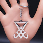 Lucifer Sigil Steel Pendant Church Satan Keychain