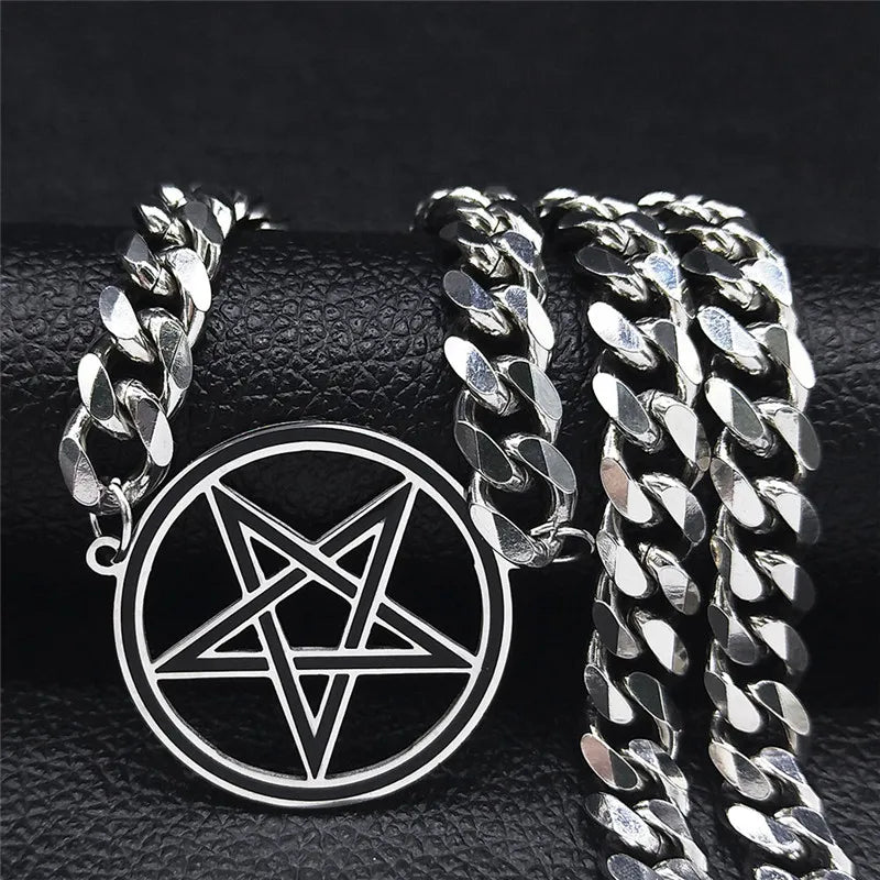 Pentagram Cuban Chain Necklace — Stainless