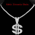 Iced Out Dollar Sign Cuban Pendant — Silver