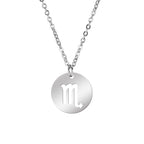 Lemegeton Zodiac Women's Necklace 12 Constellations Stainless Steel Pendant Choke Astrology Aries Leo Ring Jewelry Birthday Gift
