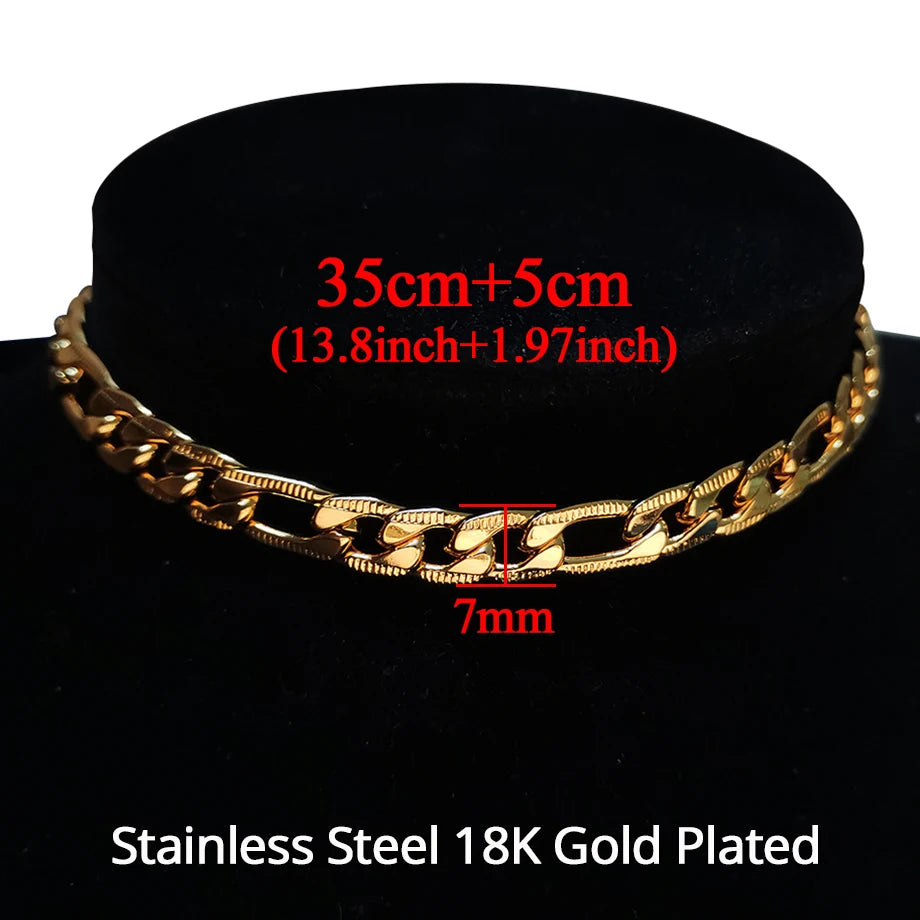 Punk Cuban Link Choker Necklace Collar Statement Chunky Stainless Steel Gold Color Thick Chain Necklace For Men Women Jewelry