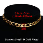 Punk Cuban Link Choker Necklace Collar Statement Chunky Stainless Steel Gold Color Thick Chain Necklace For Men Women Jewelry