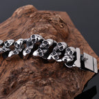 Gothic Men's Skull Bracelets 19MM Stainless Steel Ghost Chain Bracelet For Man Skeleton Jewelry For Manly Wrist New