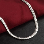 5mm 925 Sterling Silver with Gold Plated Necklace Unisex Flat Snake Link Chain Lobster Clasp Collares Necklaces For Women Men