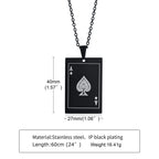 Vnox Lucky Ace of Spades Men Necklaces Jewelry,Stainless Steel Poker A Pendant,Rock Punk Casino Good Fortune Collar