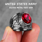 Stainless Steel Men Rings Rhinestone United States Punk Rock Hip Hop For Biker Male Boyfriend Jewelry Creativity Gift Wholesale