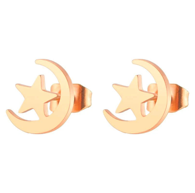 Punk Open Star Stud Earrings Everyday Wear — Stainless Steel