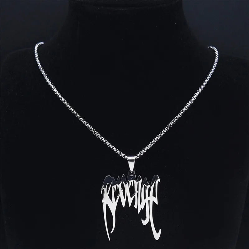 Spiked Choker Silver Pendant Necklace — Stainless Steel