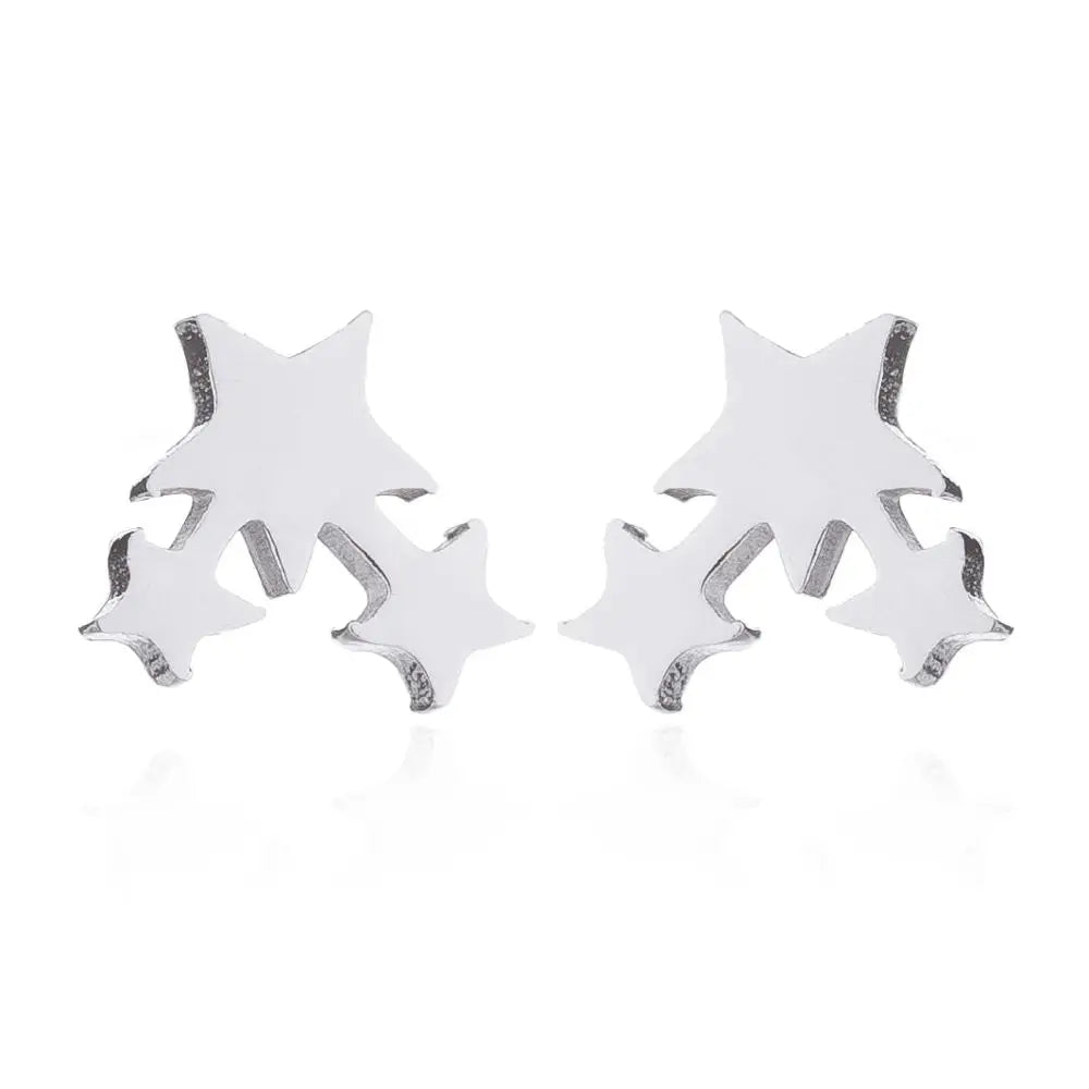 Punk Open Star Stud Earrings Everyday Wear — Stainless Steel
