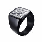Monogram Black Signet Ring — Stainless Steel
