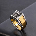 Skull & Lion Secret Compartment Signet Ring — Two-Tone