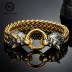 Norse Wolf Head Link Bracelet — Stainless Steel