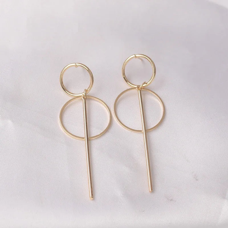 Hollow Geometric Drop Earrings — Stainless Steel