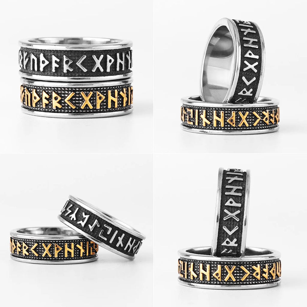 Retro Viking Character Stainless Steel Mens Rings Punk Simple Amulet For Male Boyfriend Biker Jewelry Creativity Gift