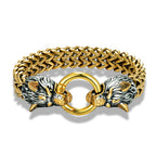 Norse Wolf Head Link Bracelet — Stainless Steel