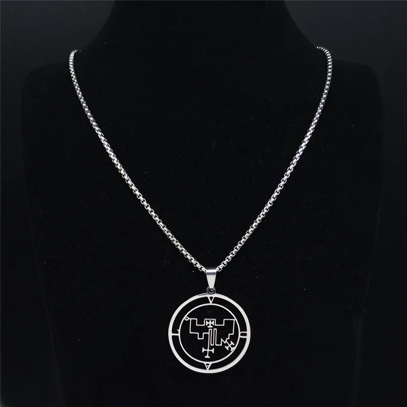 Demon Seal Vual Pendant — Silver Stainless