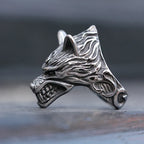 Viking Wolf Head Ring — Stainless Steel