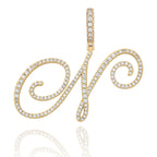 TOPGRILLZ New A-Z Cursive Letters Name Pendant&Necklace Iced Out Cubic Zircon Gold Silver Color Charm  Hip Hop Jewelry