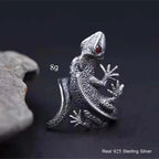 Buyee 925 Sterling Silver Male Unique Ring Finger Gray Lizard Animal Open Ring for Men Fashion Punk Big Fine Jewelry Circle