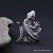 Silver-Tone Lizard Animal Open Ring — Statement
