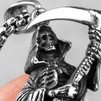 Grim Reaper Scythe Skull Pendant — Stainless Steel