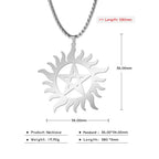COOLTIME Supernatural Sun Pentagram Pendant Necklace for Women Men Stainless Steel Hollow Star  Box Chain Necklaces Couple Gifts
