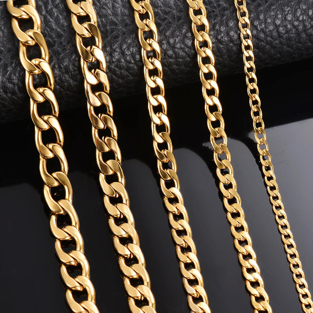 Flat Curb Chain Necklace 9.5mm — Stainless Steel