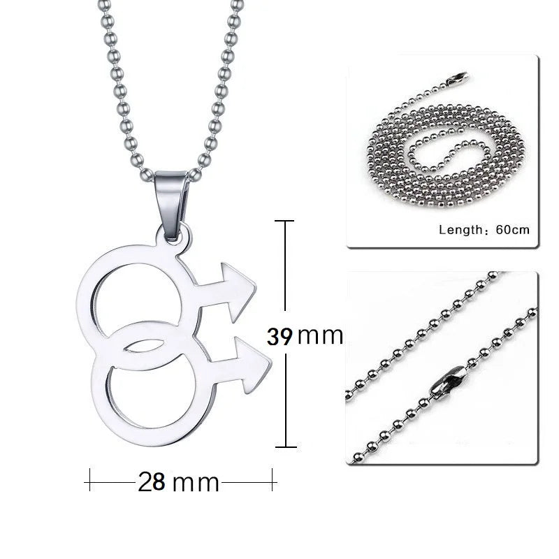 2024 Fashion LGBT Gay Pride Rainbow Girl Boy Symbol Necklaces Pendant Stainless Steel Necklace Men Jewelry