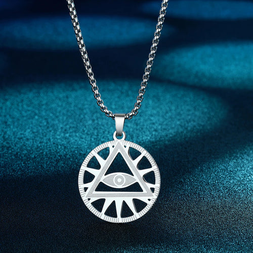 All-Seeing Eye Pyramid Necklace — Stainless Steel