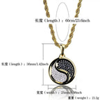 Iced Out Yin Yang Tai Chi Round Pendant Necklace