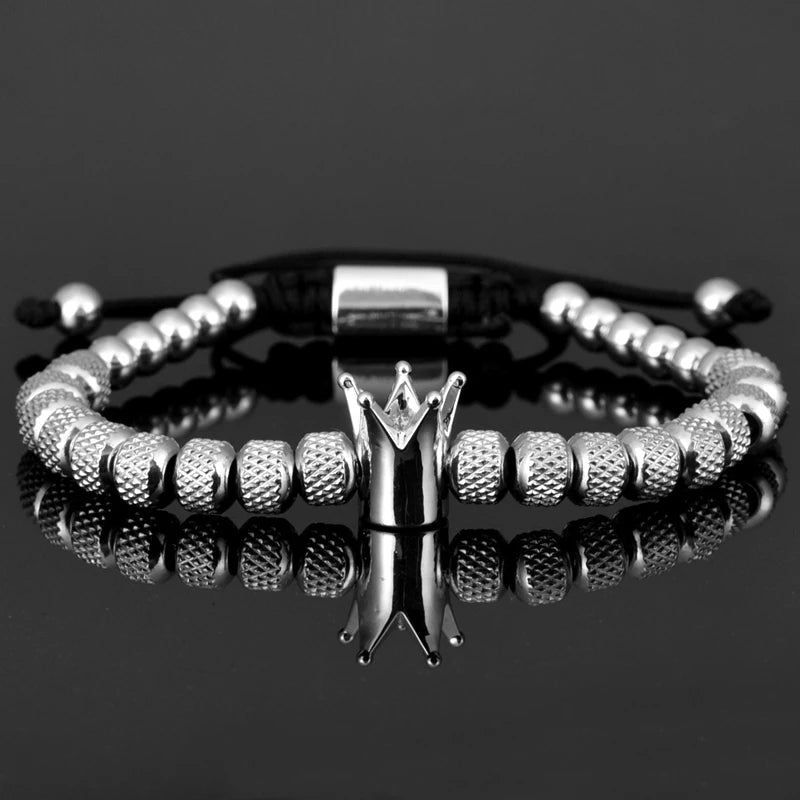 Luxury Crown Men Bracelet 316L Stainless Steel Bracelet Banlge Titanium Steel Gold Color Bracelet Adjust Size Men