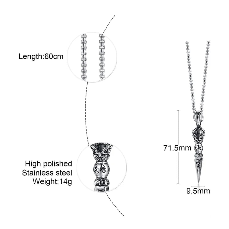 Tibetan Buddhist Vajra Pendant — Stainless